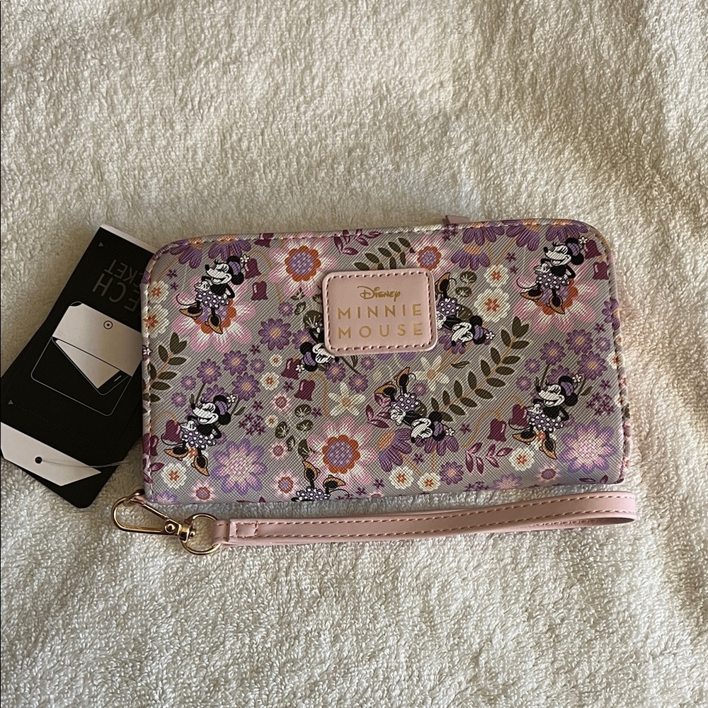 Disney Minnie Mouse Floral Clutch - Pink and Purple